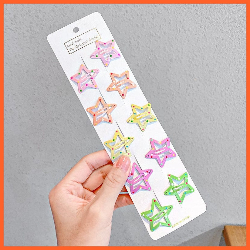 whatagift.com.au 10pcs star 2 Women Girls Cute Colorful Waterdrop Shape Hairpins | Slid Clip Fashion Hair Accessories