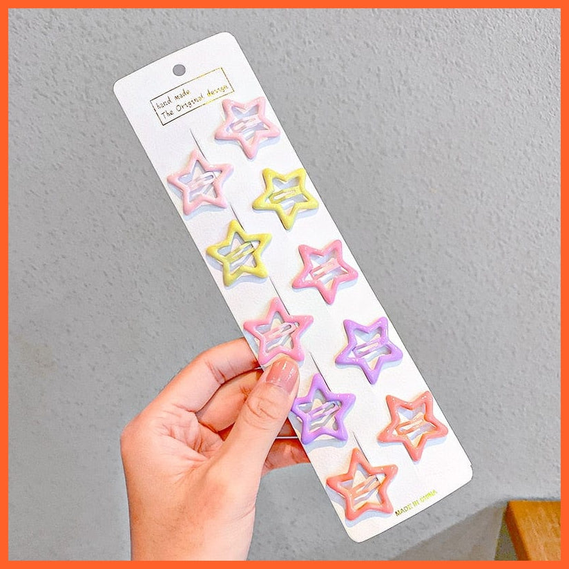 whatagift.com.au 10pcs star 4 Women Girls Cute Colorful Waterdrop Shape Hairpins | Slid Clip Fashion Hair Accessories