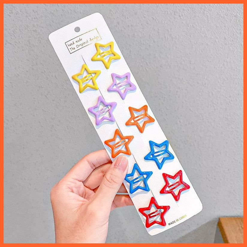 whatagift.com.au 10pcs star 6 Women Girls Cute Colorful Waterdrop Shape Hairpins | Slid Clip Fashion Hair Accessories