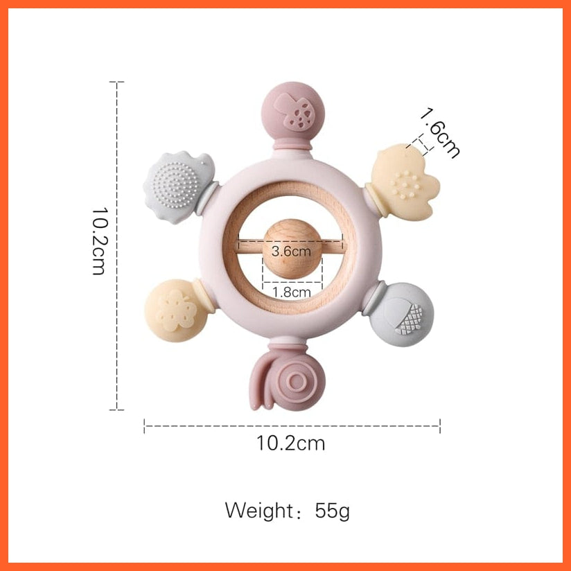 whatagift.com.au 11 Silicone Baby Rudder Shape Wooden Teether Ring | BPA Free Silicone Children Teething Toy