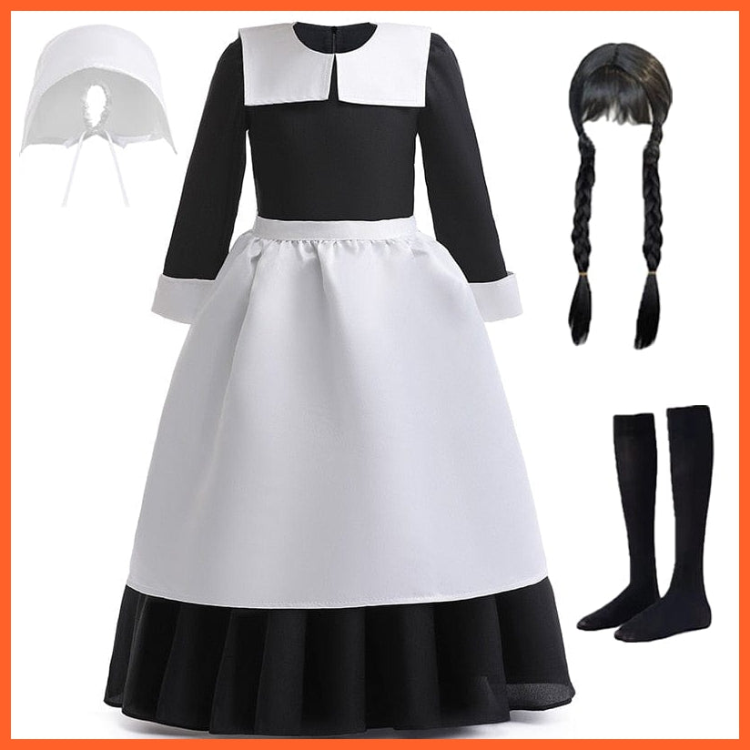 whatagift.com.au 110 5T / D1146 Suit Wednesday Addams Cosplay Costume For Carnival Halloween For Girl
