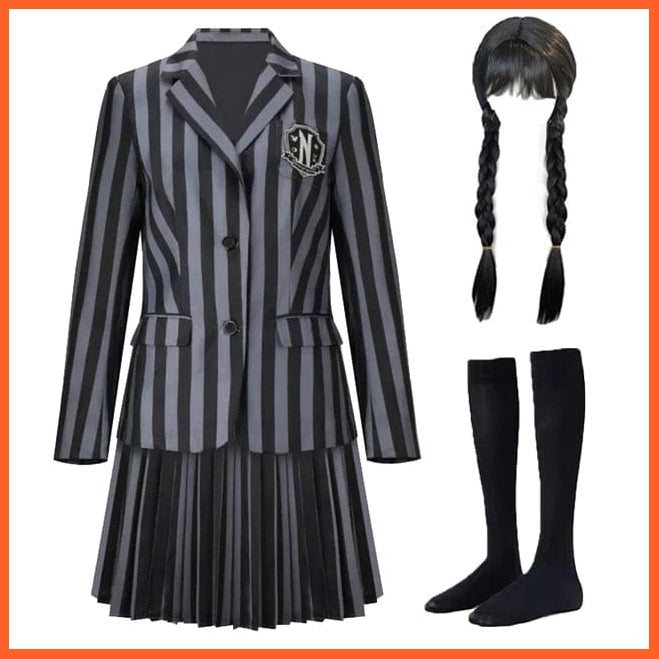 whatagift.com.au 110 5T / S5146 Suit Wednesday Addams Cosplay Costume For Carnival Halloween For Girl