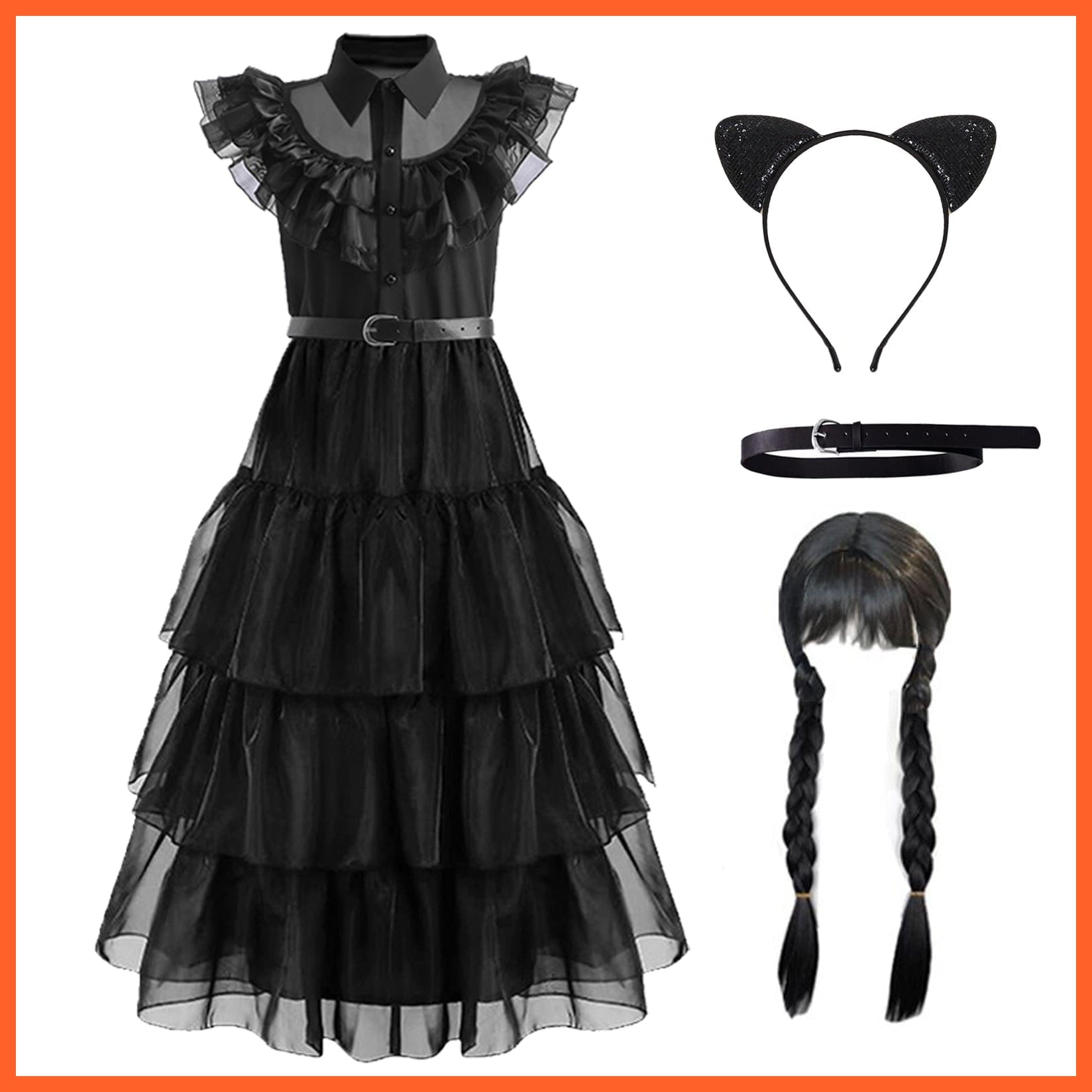 whatagift.com.au 110 5T / ZH196 Wednesday Addams Cosplay Costume For Carnival Halloween For Girl