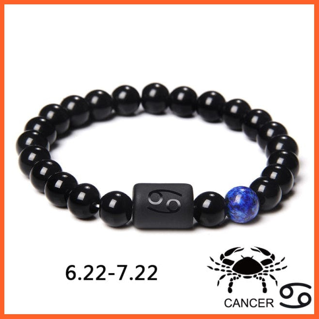 whatagift.com.au 12 Constellation Zodiac Signs Beads Couples Black Onyx Bracelet
