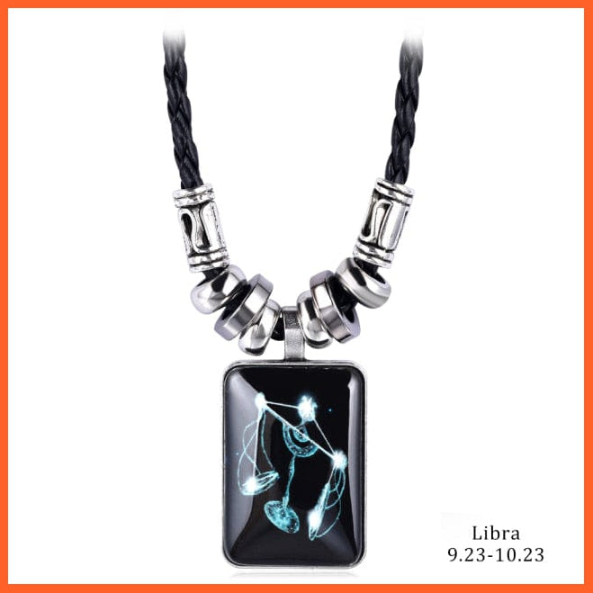 whatagift.com.au 12 Zodiac Sign Charm Resin Pendant Necklace for Women Men