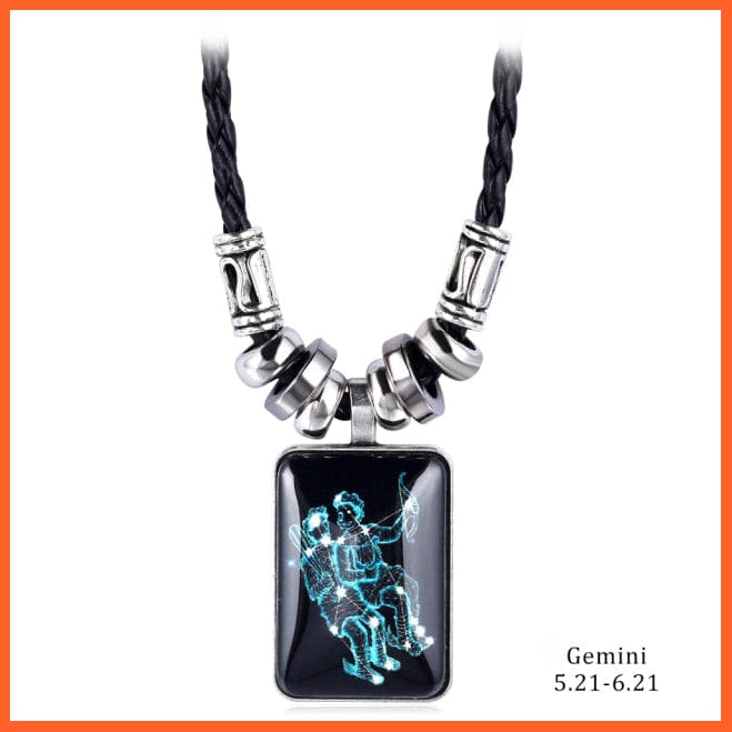whatagift.com.au 12 Zodiac Sign Charm Resin Pendant Necklace for Women Men