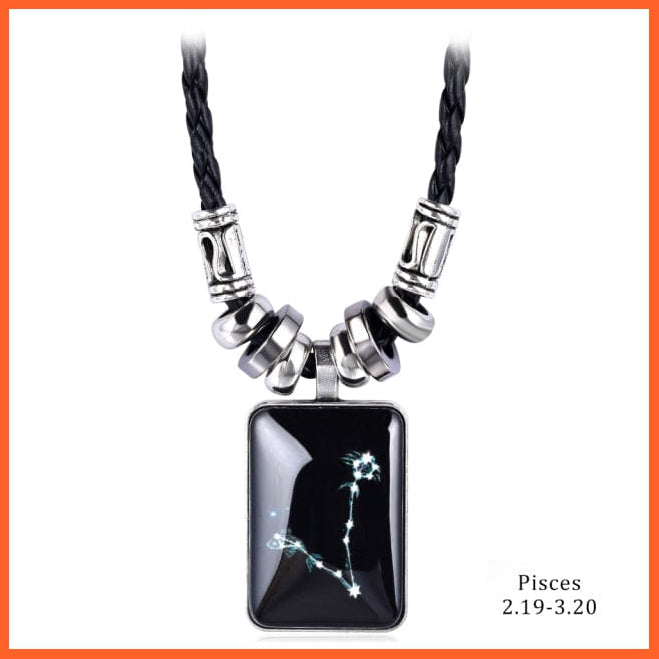 whatagift.com.au 12 Zodiac Sign Charm Resin Pendant Necklace for Women Men