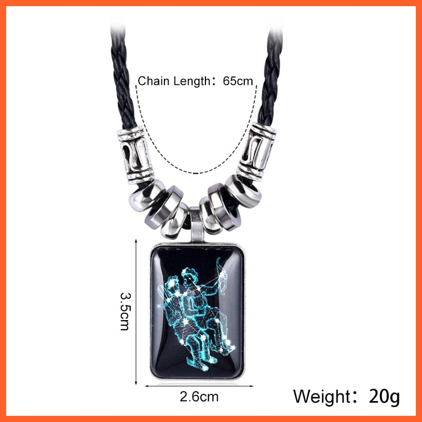 whatagift.com.au 12 Zodiac Sign Charm Resin Pendant Necklace for Women Men