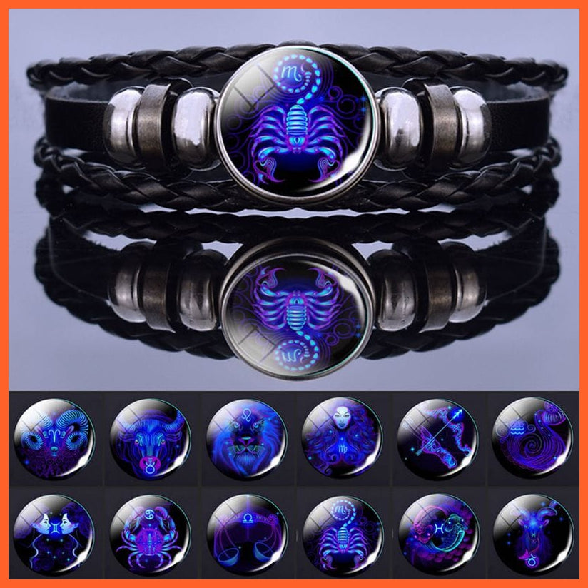 whatagift.com.au 12 Zodiac Signs Constellation Charm Unisex Bracelet
