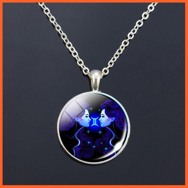 whatagift.com.au 12 Zodiac Signs Glass Dome Constellations Pendant Necklace