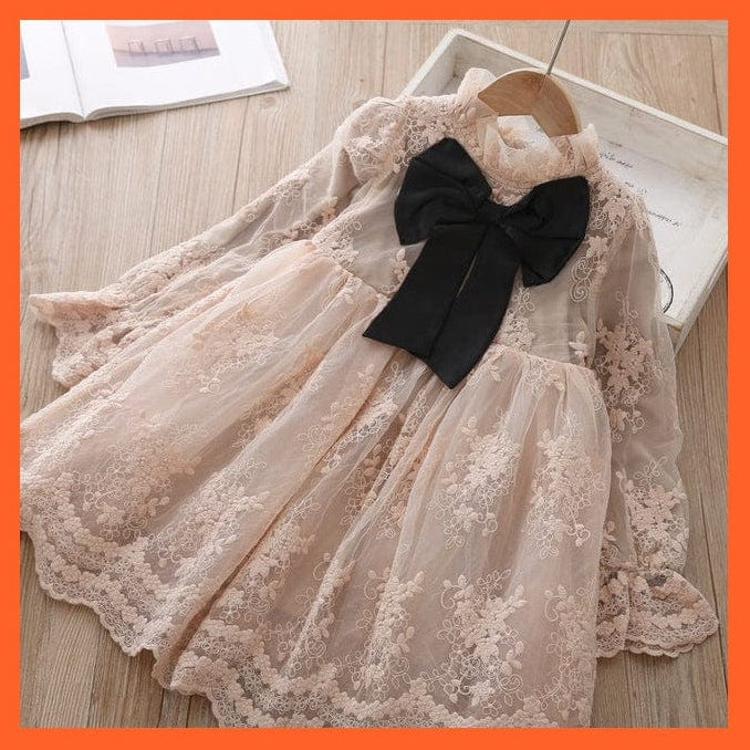whatagift.com.au 1224-Pink / 3T Long Sleeves Beautiful Girls Dress