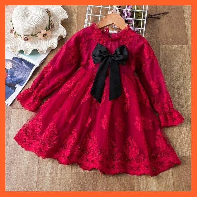 whatagift.com.au 1224-red / 3T Long Sleeves Beautiful Girls Dress