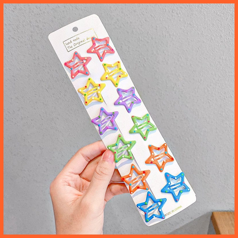 whatagift.com.au 12pcs star 2 Women Girls Cute Colorful Waterdrop Shape Hairpins | Slid Clip Fashion Hair Accessories