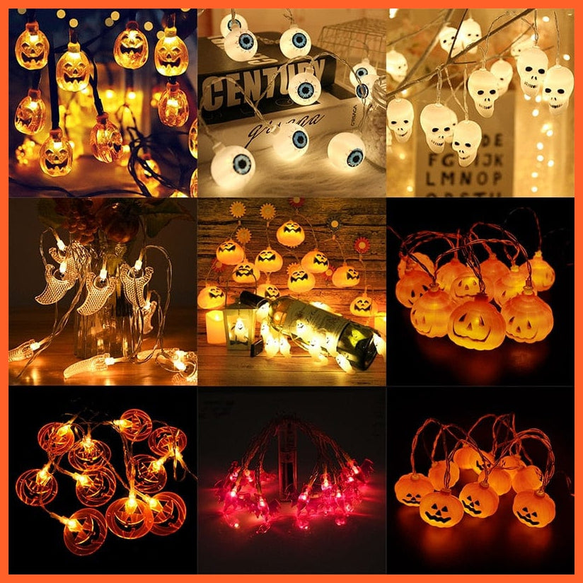 whatagift.com.au 150cm 10LED Halloween LED String Lights Portable Pumpkin Ghost Skeletons Lights for Home Bar Halloween Party Decor Supplies 2022