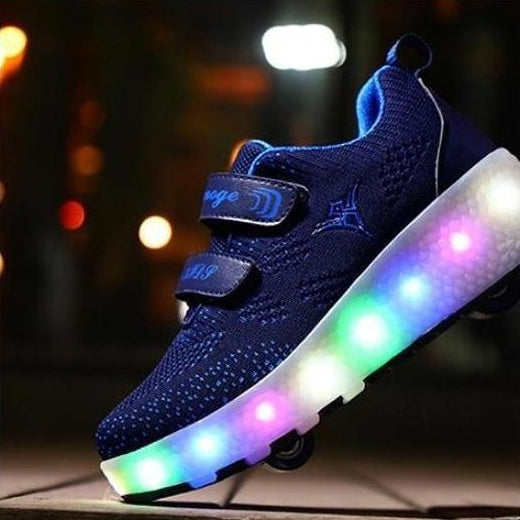 Dark Blue Led Shoes With Two Wheels And Usb Charging | Unisex Led Shoes | whatagift.com.au.