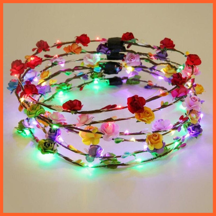 whatagift.com.au 18 10pcs Adult Kids Glowing LED Party Accessories | Cat Bunny Crown Flower Headband | Halloween Party