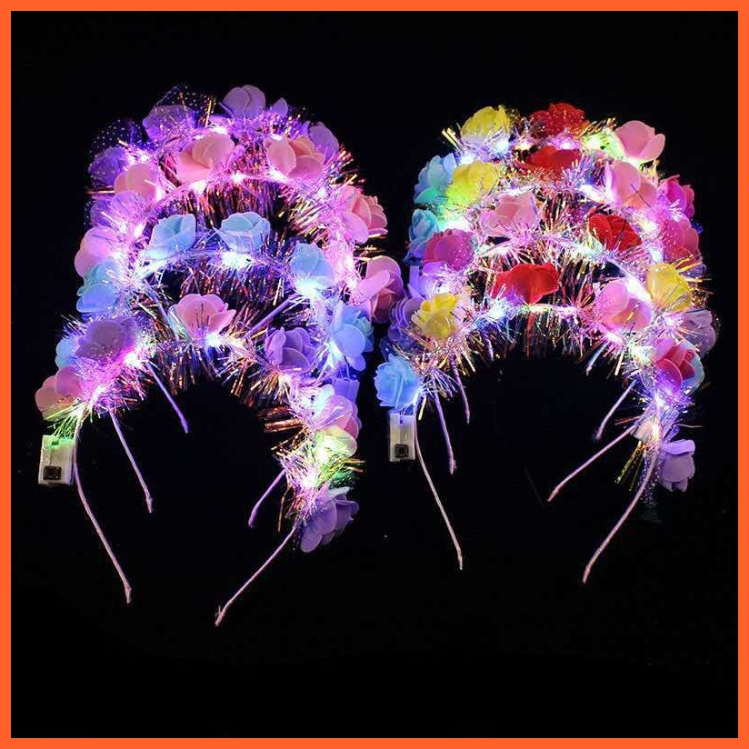 whatagift.com.au 19 10pcs Adult Kids Glowing LED Party Accessories | Cat Bunny Crown Flower Headband | Halloween Party