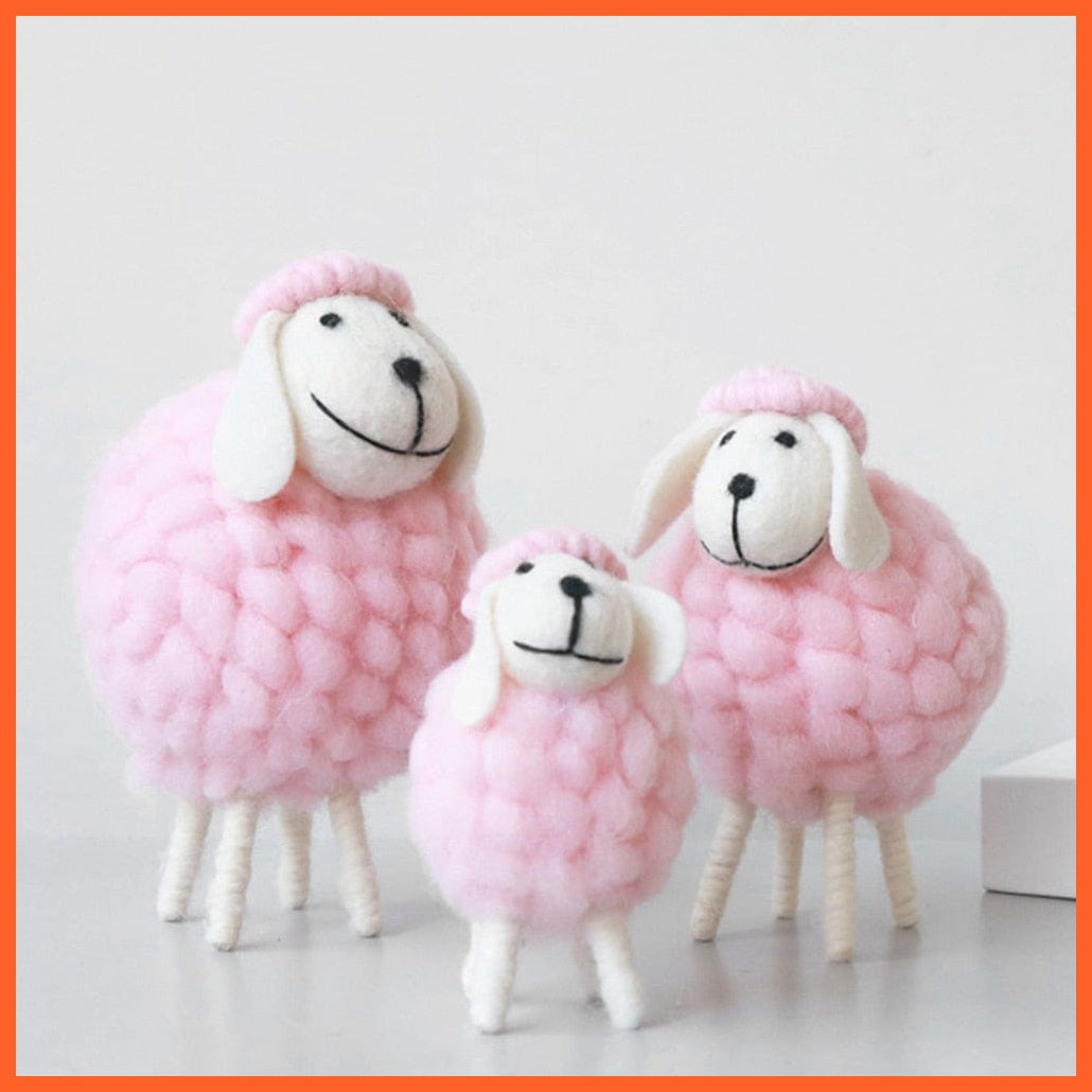 whatagift.com.au 1Pc Mini Table Sheep Figurines | Miniatures Wool Felt Lamb | Cute Toys For Home Decor