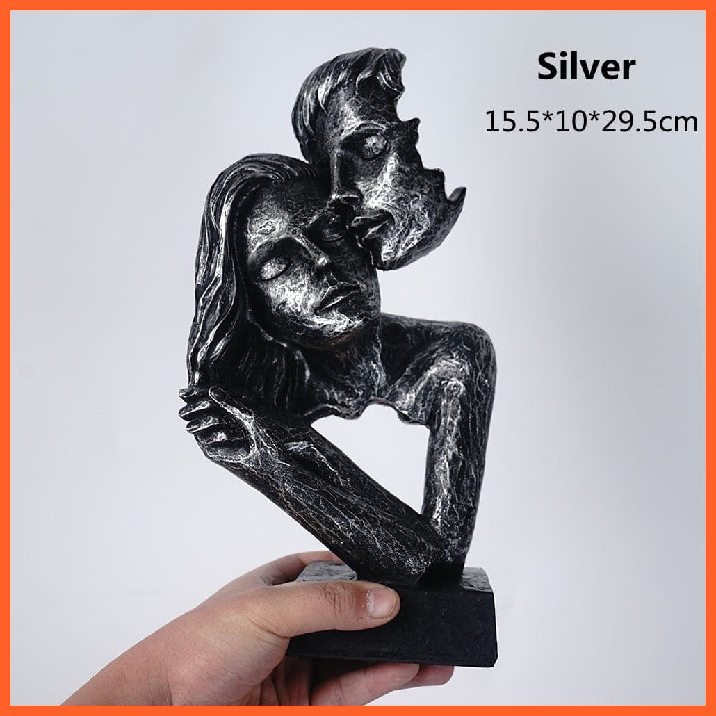 whatagift.com.au 2001 Resin Kissing Couple Mask Statue | Lover Miniature Figurines for Home Decoration