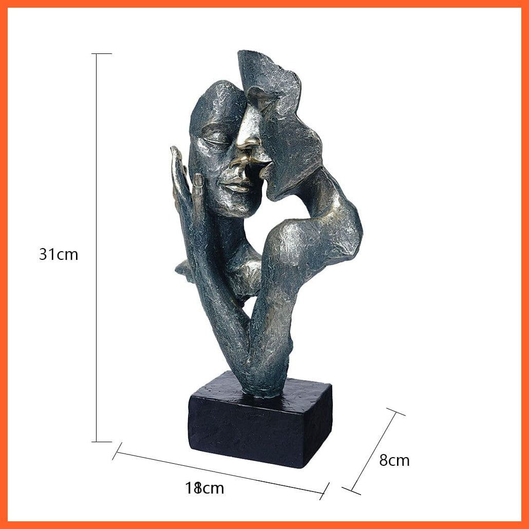 whatagift.com.au 2006 Resin Kissing Couple Mask Statue | Lover Miniature Figurines for Home Decoration
