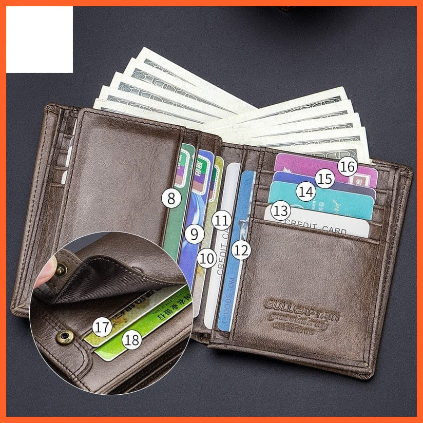 whatagift.com.au 2021 Brand Genuine Leather Men&#39;s Wallet Cowhide Designer Male Purse Vintage ID Card Holder Luxury Money Bag