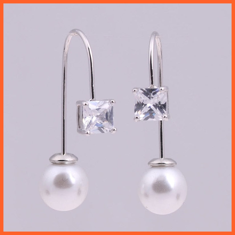 whatagift.com.au 203 Imitation Pearl Drop Earrings with Cubic Zirconia For Women