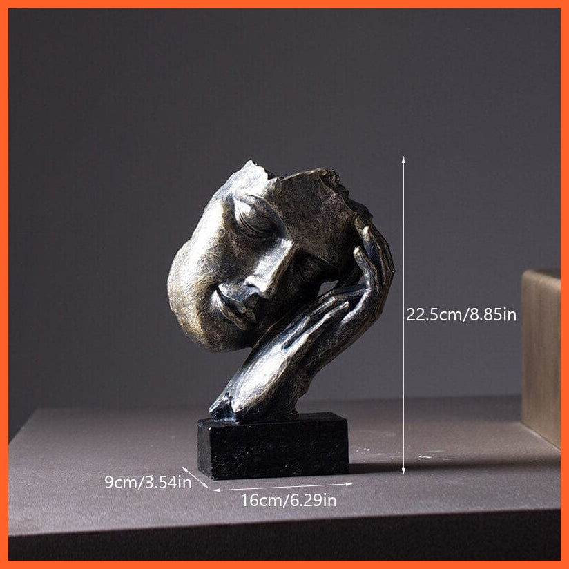 whatagift.com.au 2073 Resin Kissing Couple Mask Statue | Lover Miniature Figurines for Home Decoration