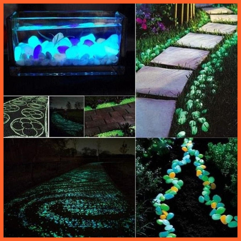 whatagift.com.au 25/50pcs Glow in the Dark Garden Pebbles | Glow Stones for Walkways Garden Path | Halloween Decoration