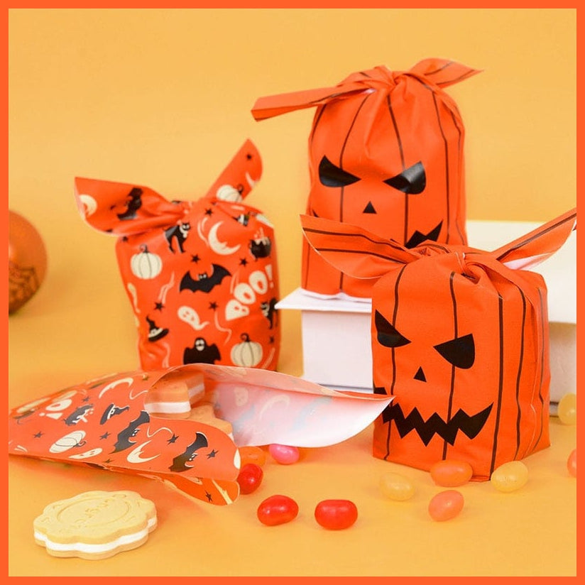 whatagift.com.au 25/50pcs Halloween Candy Bags | Pumpkin Bat Snack Biscuit Kids Treat Bags| Halloween Party Decoration Supplies