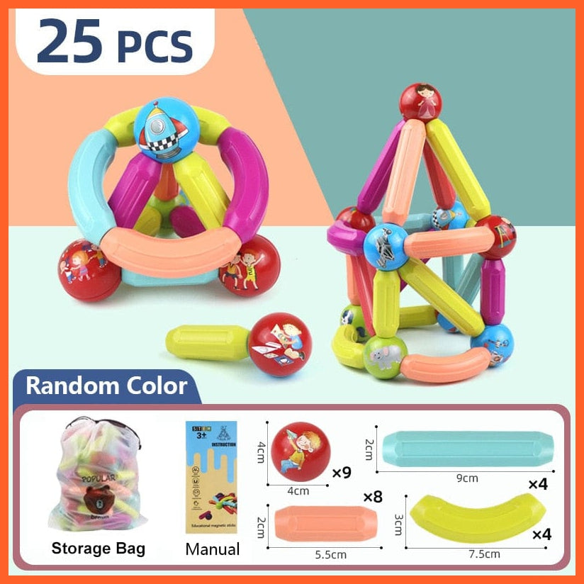 whatagift.com.au 25pcs-B / China Magic Magnetic Building Blocks Toy | Construction Set Magnet Ball Sticks | Montessori Educational Toys For Kids