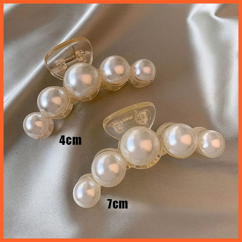 whatagift.com.au 2Pcs Set 1 / China / One Size Pearl Hair Claw Clip Set  for Women | Gold Color Metal Hairpins | Geometric Hollow Pincer Barrette Crystal Clip