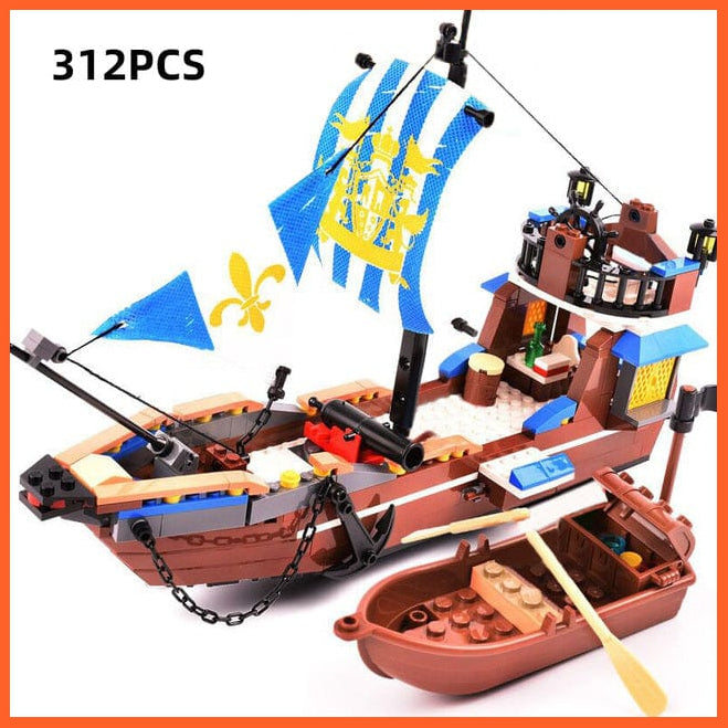whatagift.com.au 312Pcs 870+pcs Big Black Pearl Building Blocks Compatible with  Pirates Ship Enlighten Blocks Pirates Educational Kids Toys