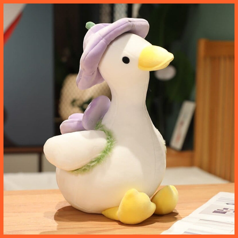 whatagift.uk 35cm / White Flower Duck Plush Little Yellow Doll Pillow | Home Decorative Item | Child Toy