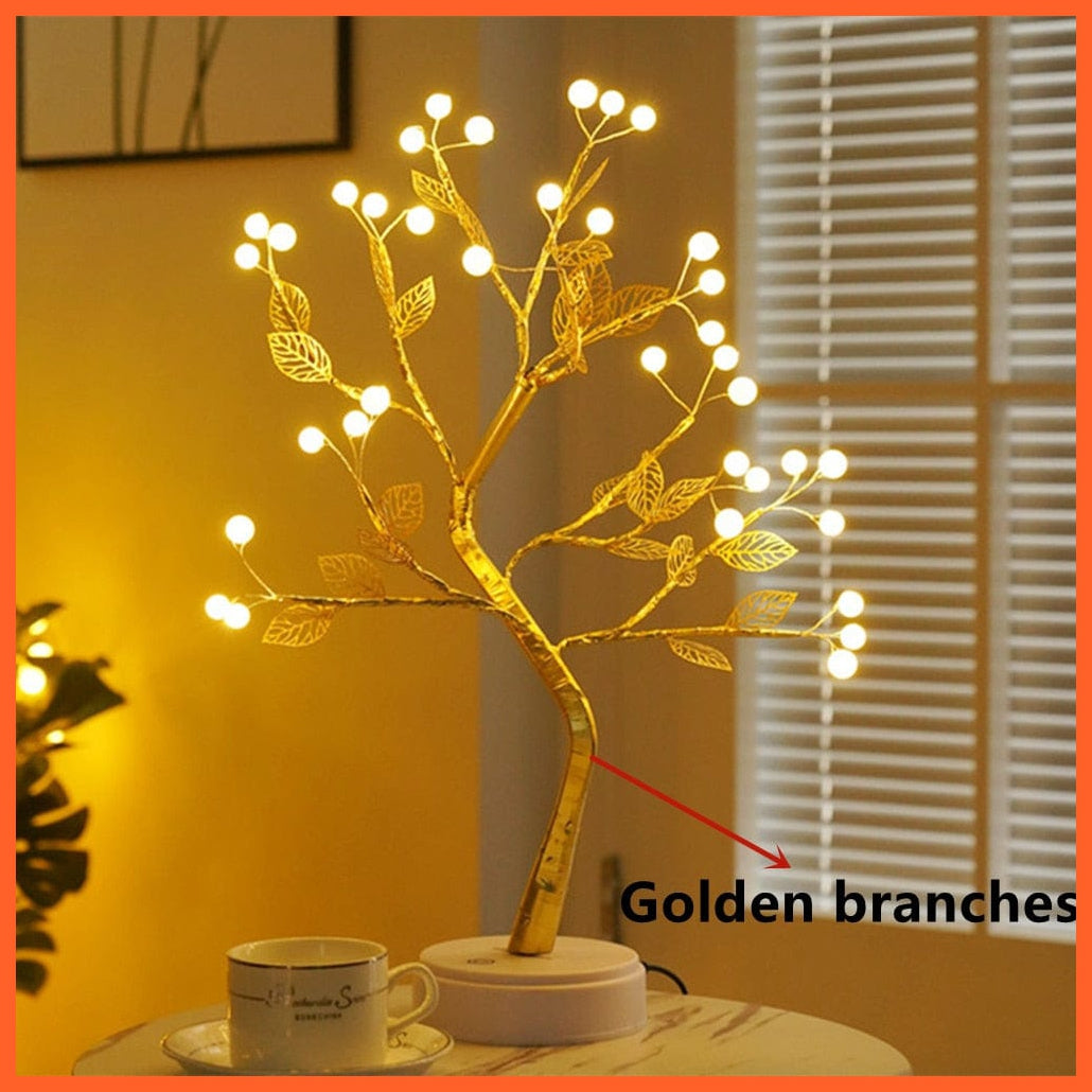 whatagift.com.au 36led pearl leaves LED Night Lights | Mini Christmas Tree Table Lamp | Garland Fairy String Light for Home Decor