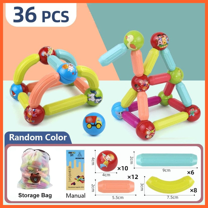 whatagift.com.au 36pcs-B / China Magic Magnetic Building Blocks Toy | Construction Set Magnet Ball Sticks | Montessori Educational Toys For Kids