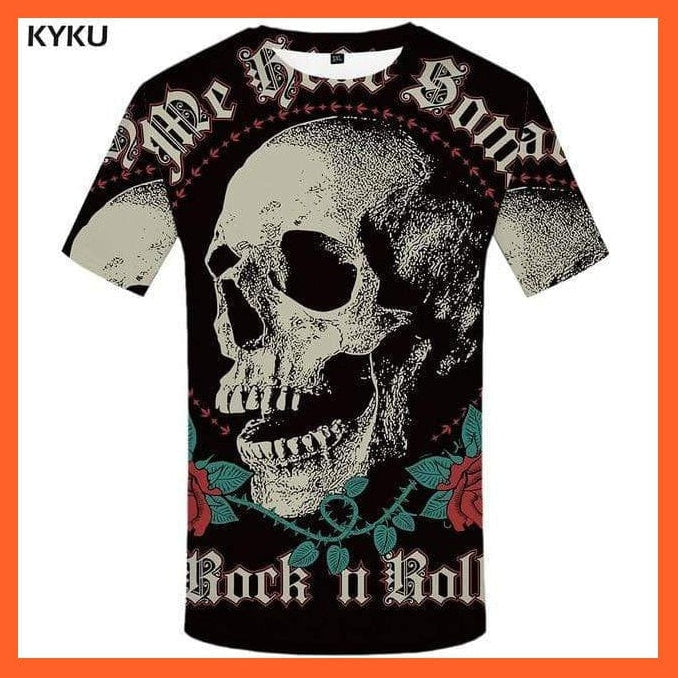 whatagift.com.au 3d t shirt 02 / S Copy of Men Black And White Skull T-Shirt - Gothic 3D Print T Shirt