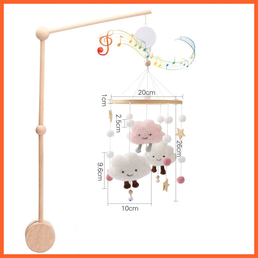 whatagift.com.au 3PC pink bed bell Musical Box Cloud Cotton Carousel For baby | Make Baby Rattles Crib Wooden Mobile Toy