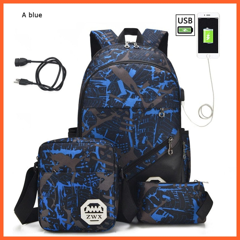whatagift.com.au 3pcs/set Male backpacks | Shoulder Bag for Travelling