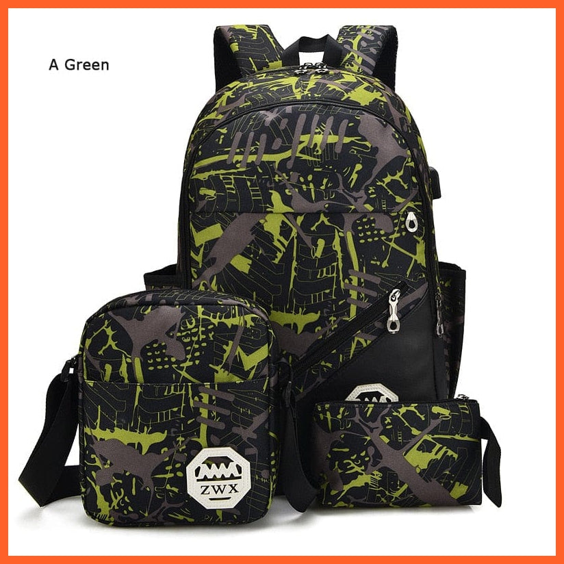 whatagift.com.au 3pcs/set Male backpacks | Shoulder Bag for Travelling