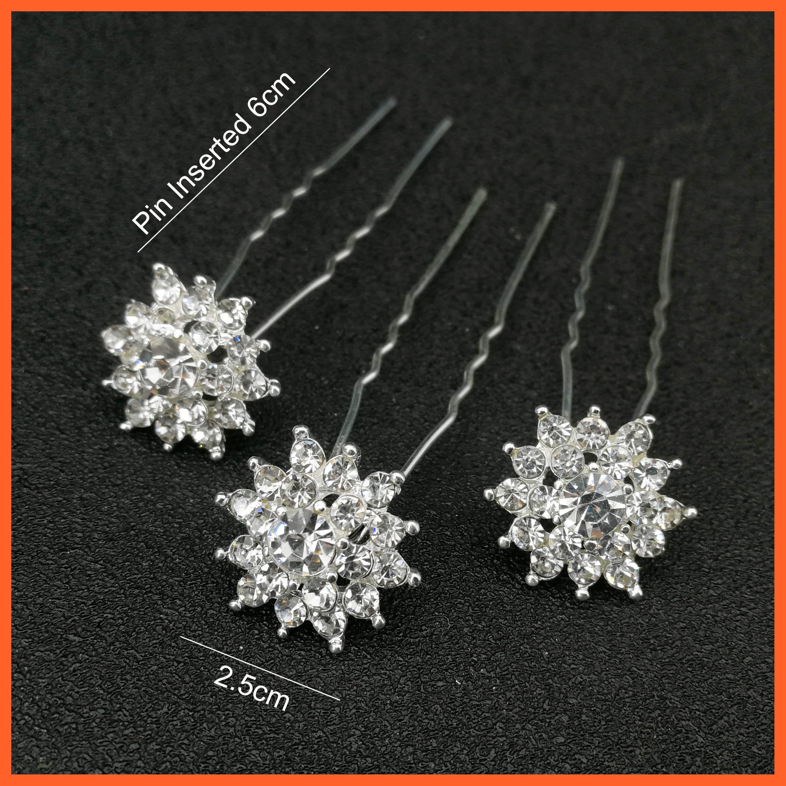 whatagift.com.au 3pcs Snowflake Women U-shaped Metal Pin | Pearl Bridal Tiara Hairpin | Wedding Accessories