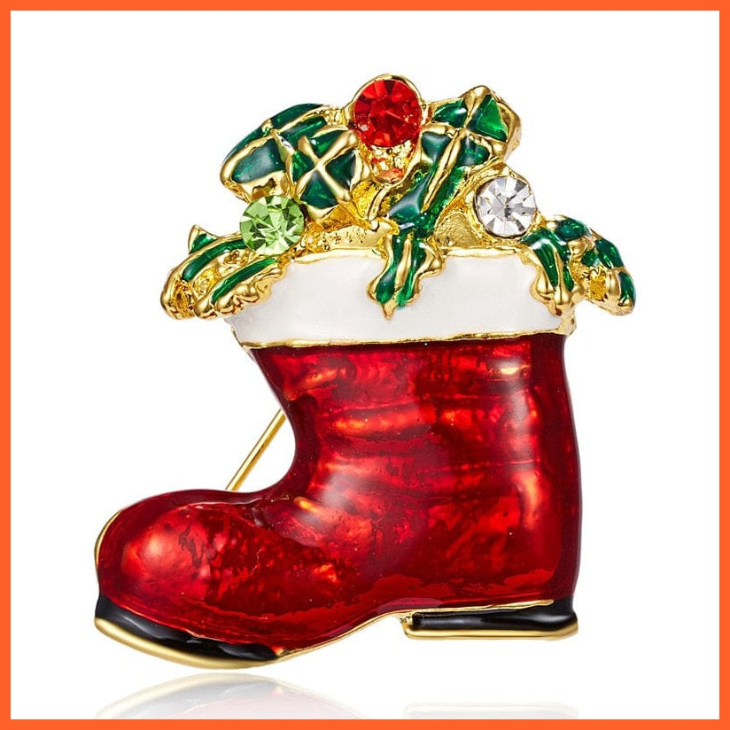 whatagift.com.au 4 Cute Christmas Brooch For Everyone | Snowman Santa Claus Tree Deer Bell Hat Rhinestone Enamel