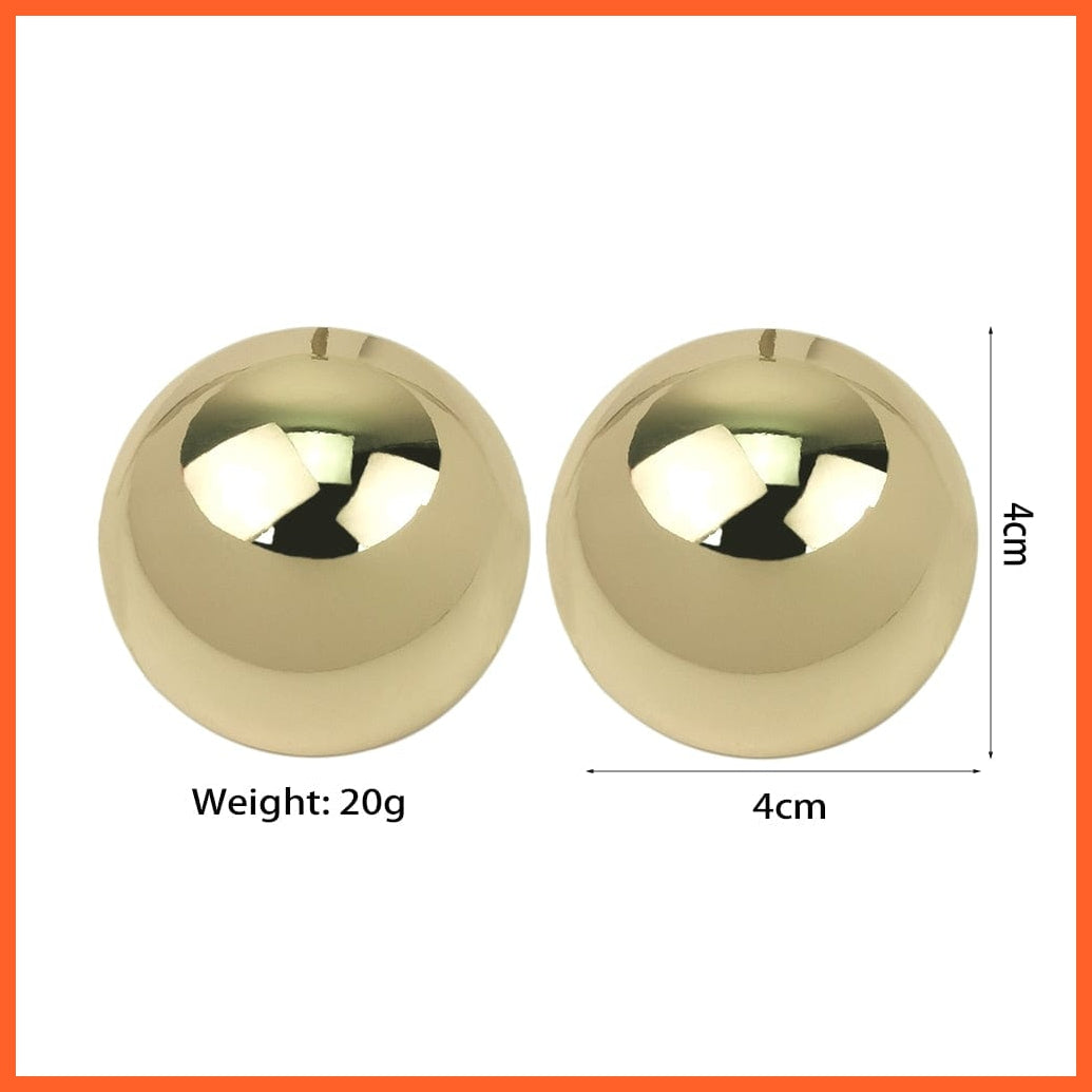 whatagift.com.au 40Mm Smooth Surface Round Metal Big Stud Earrings For Women