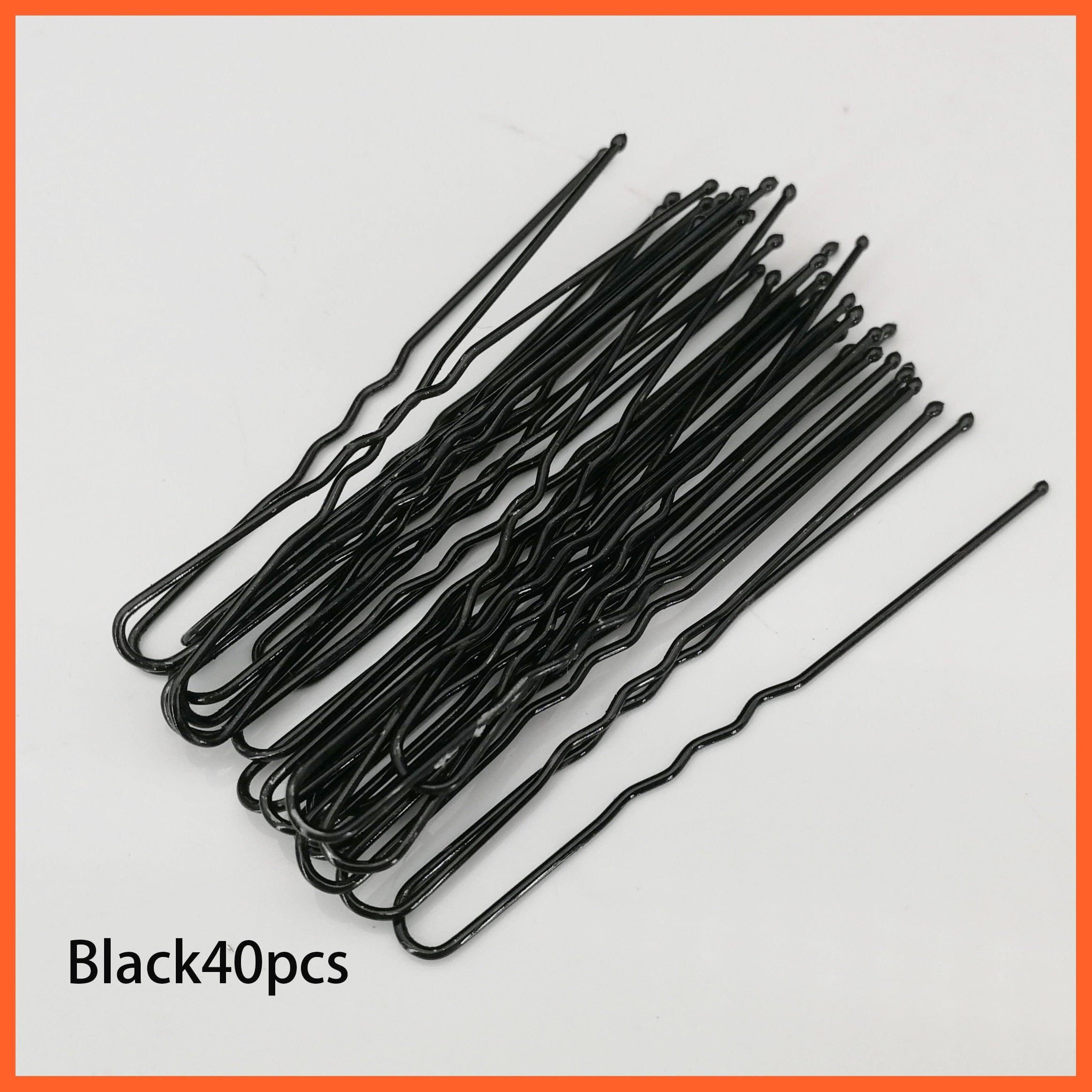 whatagift.com.au 40pcs set black Women U-shaped Metal Pin | Pearl Bridal Tiara Hairpin | Wedding Accessories