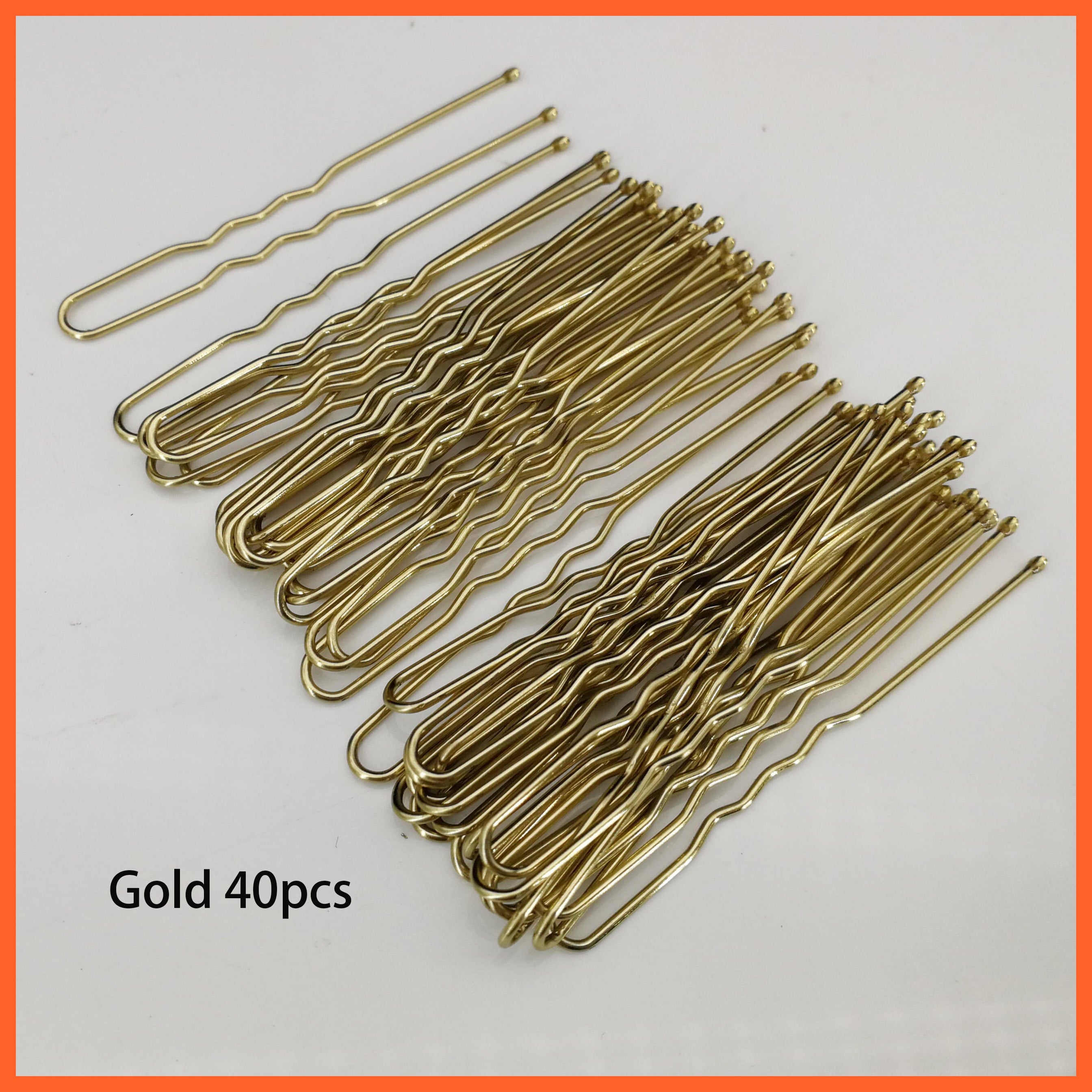 whatagift.com.au 40pcs set3 gold Women U-shaped Metal Pin | Pearl Bridal Tiara Hairpin | Wedding Accessories