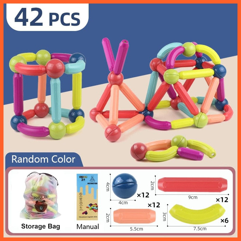 whatagift.com.au 42pcs-A / China Magic Magnetic Building Blocks Toy | Construction Set Magnet Ball Sticks | Montessori Educational Toys For Kids