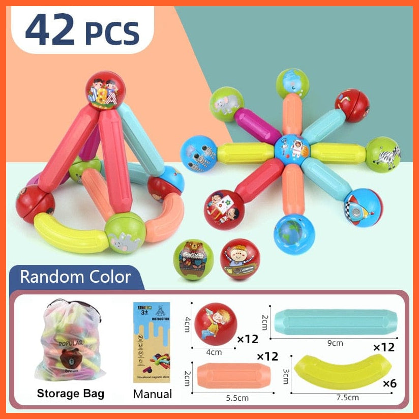 whatagift.com.au 42pcs-B / China Magic Magnetic Building Blocks Toy | Construction Set Magnet Ball Sticks | Montessori Educational Toys For Kids
