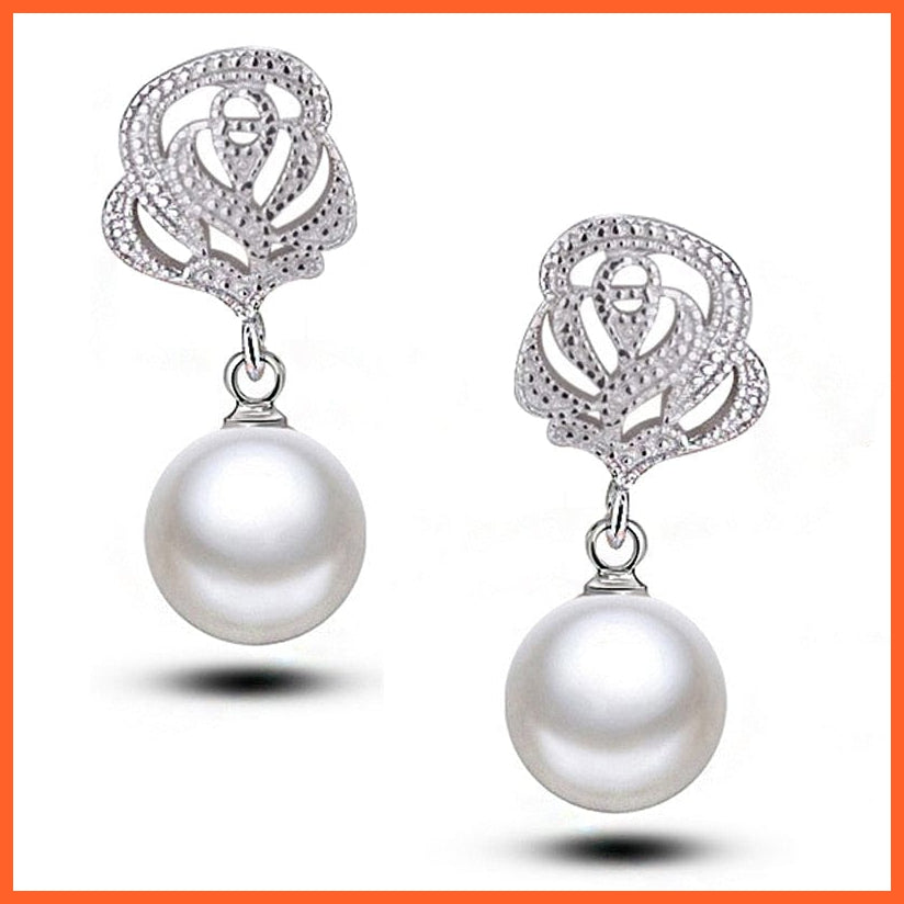 whatagift.com.au 447 Imitation Pearl Drop Earrings with Cubic Zirconia For Women