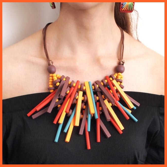 Boho Multicolor Wooden Beads Necklaces For Women | Multicolor Ethnic Jewellery | whatagift.com.au.