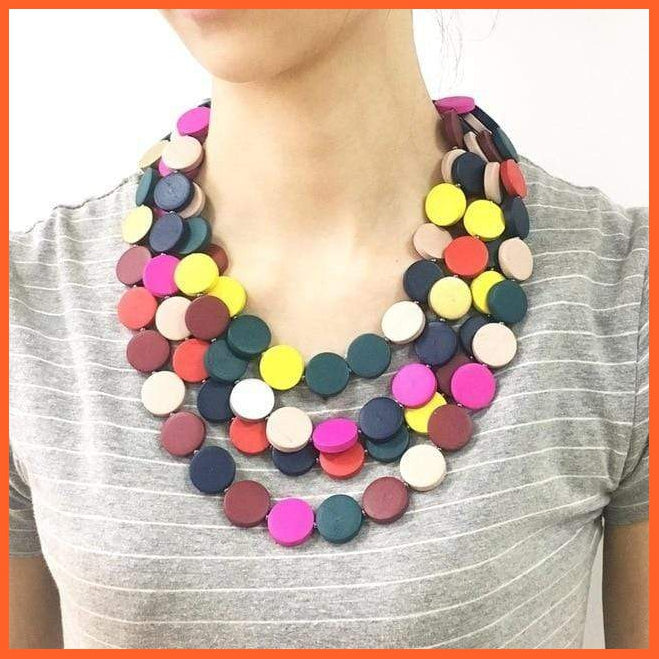 Boho Multicolor Wooden Beads Necklaces For Women | Multicolor Ethnic Jewellery | whatagift.com.au.
