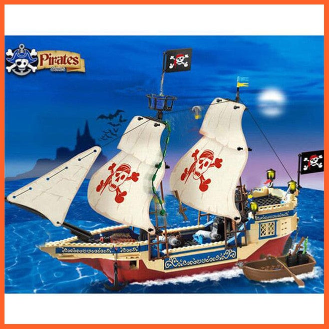 whatagift.com.au 487pcs 870+pcs Big Black Pearl Building Blocks Compatible with  Pirates Ship Enlighten Blocks Pirates Educational Kids Toys